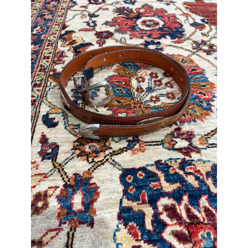Bill Adler Studio Western Leather Belt Brown Lizard Embossed Size 40 USA